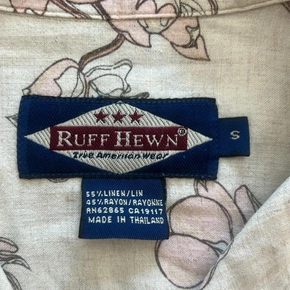 Ruff Hewn True American Wear Linen Blend Size Small Floral SS Button Up - Picture 4 of 4